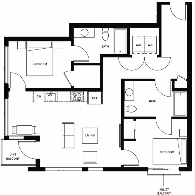 2 Bedroom B1A 507 floor plan